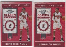 2x  Kendrick Nunn RC ▪ 2019-20 Contenders Optic  RED WAVE Prizm  Season Ticket