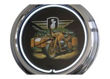 N-0281 Wehrmacht Motorrad - Neon Uhr Clock Wanduhr Neonuhr Neonclock Werkstatt