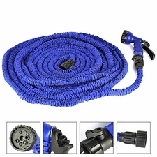 Round Rich 100ft Latex Expanding Hose Magic Flexible Expandable Garden Water Hos