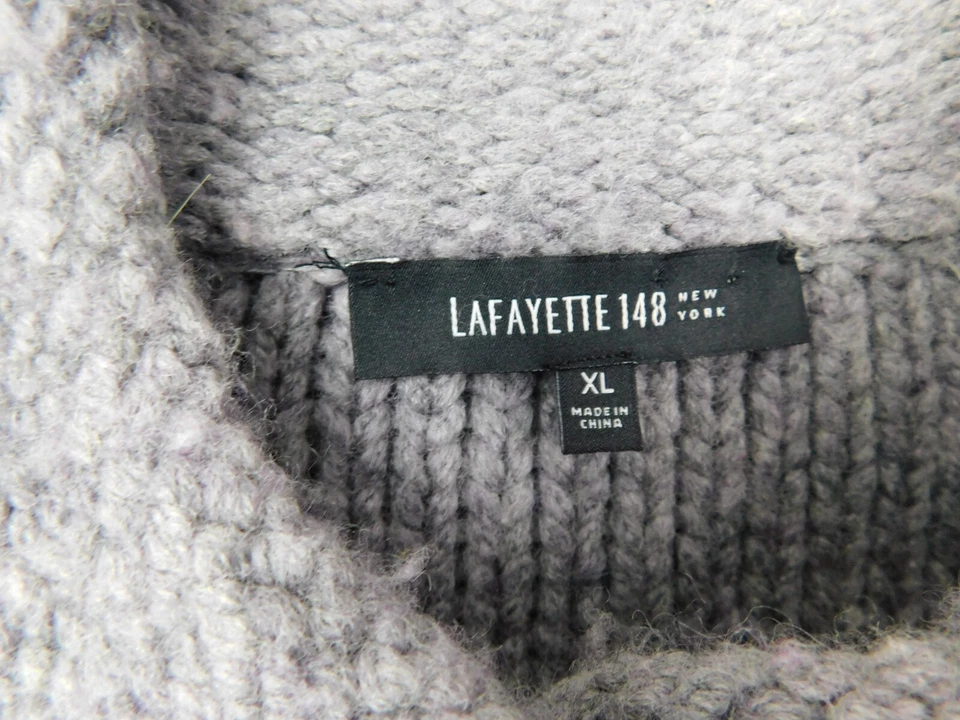 Suéter Lafayette 148 Mujer XL Gris Cárdigan Broches Lana Seda Manga Campana Grueso Foto 4 de 4