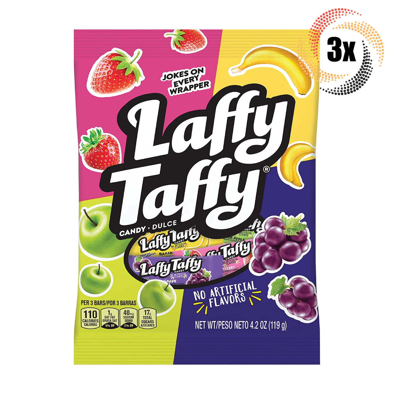 3 упаковки шоколадных батончиков Laffy Taffy с разными вкусами и приколами на каждой обертке | 4,2 унции |