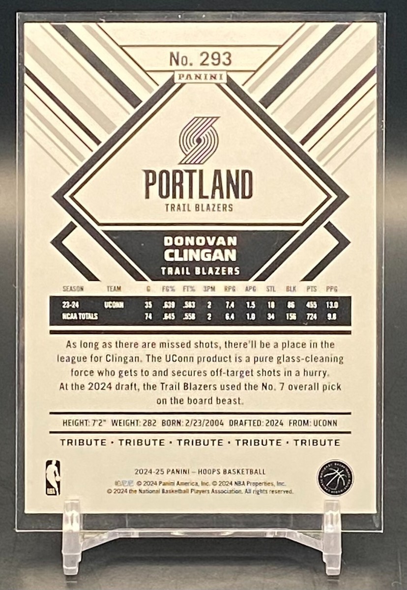 2024-25 Panini NBA Hoops Donovan Clingan Rookie Tribute #293 Trail