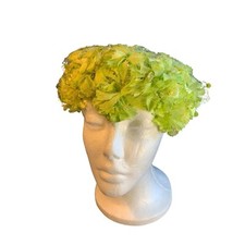 Ladies Light Green Flower and Velvet Bow Hat UnionMade Vintage