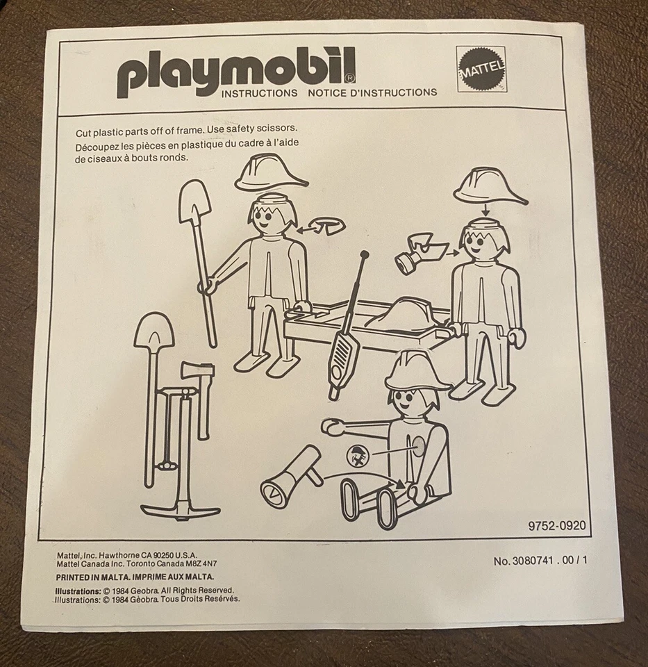 Vintage Playmobil Fire Truck Rescue Series 9752 Mattel 1984 - EUC Incomplete - Image 4 of 4