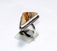 Crazy Lace Agate Gemstone Fancy Shape Handmade Ring Jewelry Size 8.5 Inches
