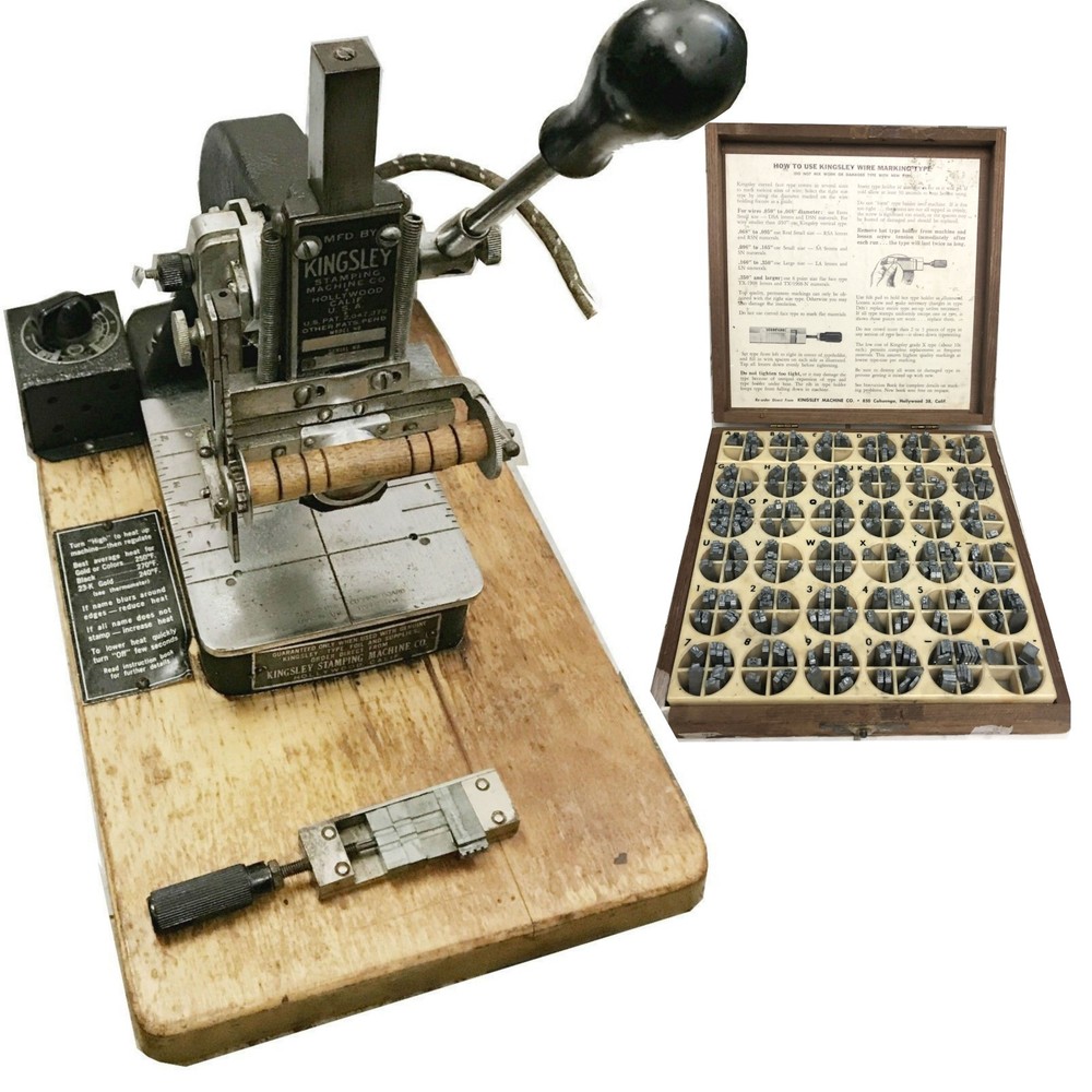 Kingsley Machine Model M-50 Hot Foil Stamping Machine USED WORKING 1 LETTER SET