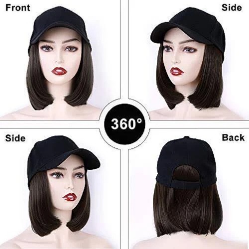 P-492 Hat Wig Lady Baseball Cap long brown casual jogging hair costume stage - Picture 11 of 16