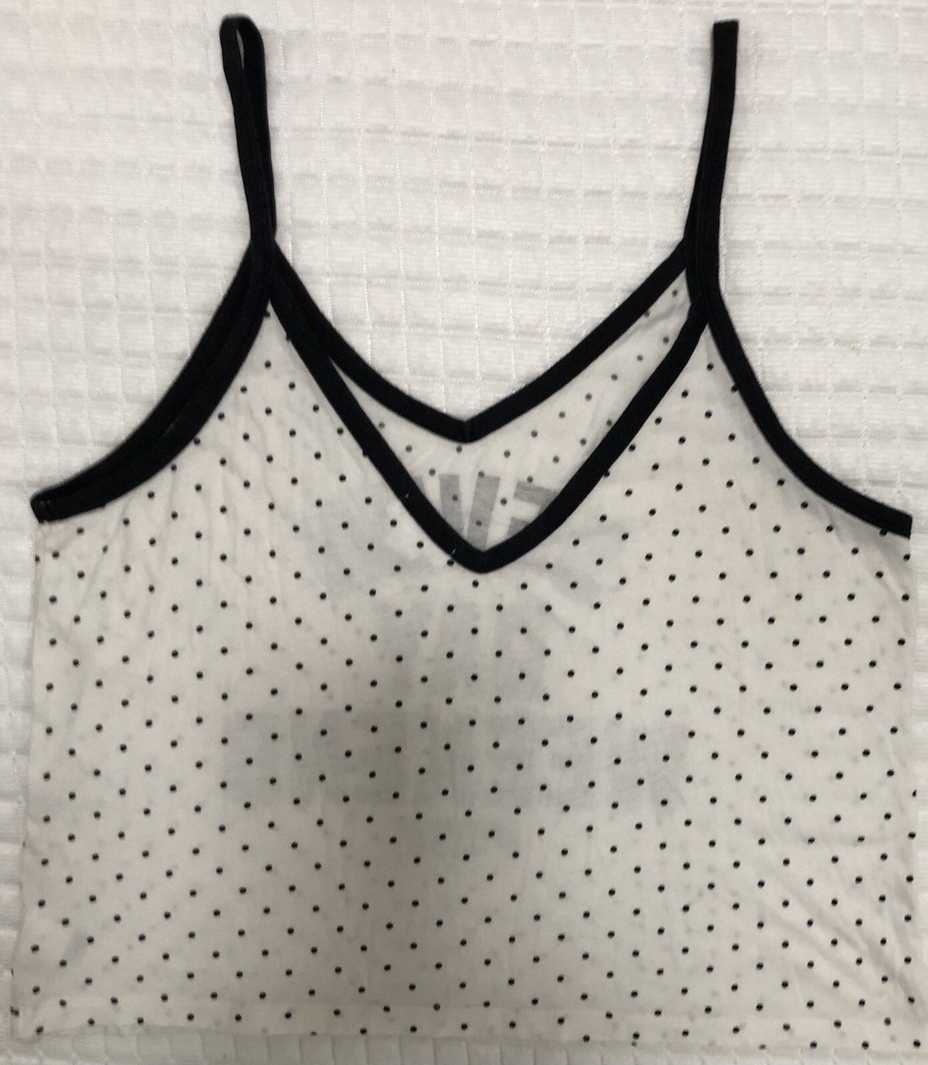 Victoria Secret PINK Tank Top Sleepwear Camisole Black White Polka
