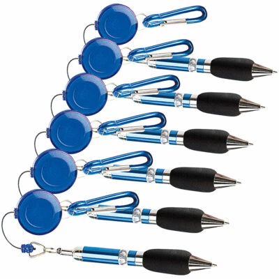 PEARL 6er-Set Pen-Rewinder mit Karabiner-Haken und Gürtelclip, 60 cm Leine