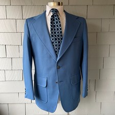 70s Vintage Towncraft Cadet Blue Herringbone Weave Mens Swanky Blazer Size 42