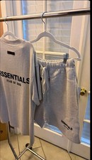 Essentials Fear of God Men's L 2pc T-Shirt  Shorts Set Gray/Black talla L M y S