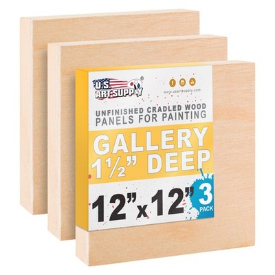 12'' x 12'' Gallery 1-1/2'' Profile Depth Artist Wood Pouring Panel Boards 3-Pack