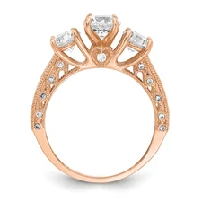 10K Tiara Collection Rose Gold Polished 3 Stone CZ Ring 10YC388R