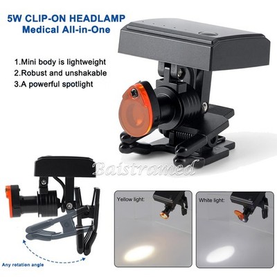 5W Dental Medical LED Wireless Headlight Filter Clip for Binocular Loupe Glasses
