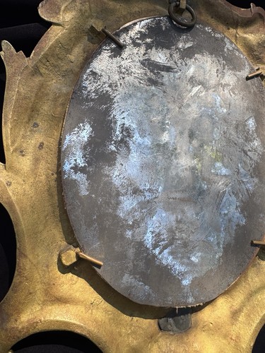 Espejo de vidrio biselado ornamentado italiano pesado de 1900 Italia victoriana bronce latón? - Imagen 8 de 12