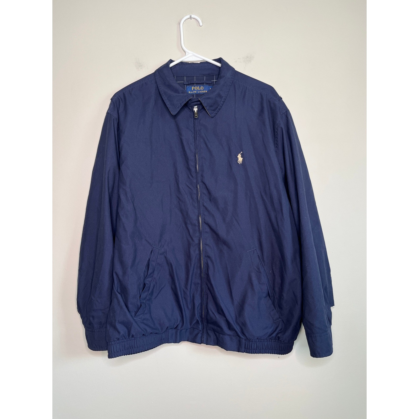 Polo Ralph Lauren Navy Blue Minimalist Old Money Harrington Bomber Jacket L