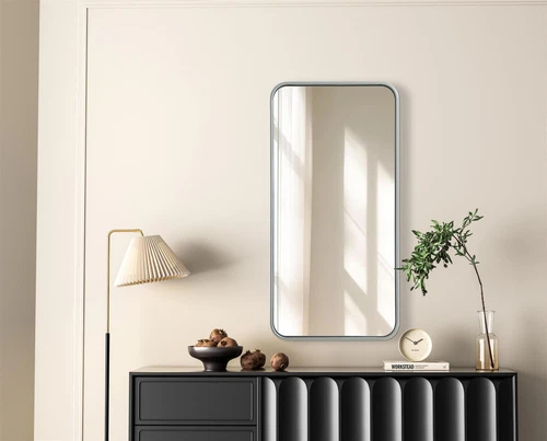 Elegant Decor Contour Metal Rectangle Mirror 18X36" Silver - Picture 2 of 11
