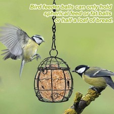 Image of 1 Metal Fat Ball Feeders Hanging Fatball Holder Bird Feeder for Wild Birds