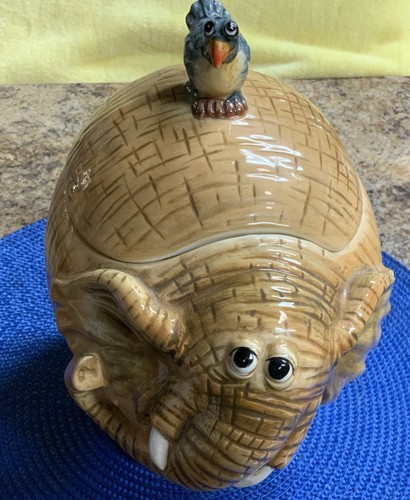 SELTENER FUND Vintage Elefant Keramik Teekanne/Sparschwein/Keksdose mit Vögeln süß - Bild 4 von 7