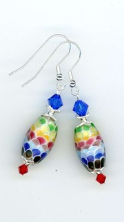 Colorful lampwork glass/crystal artisan earrings Birdsongjewelry