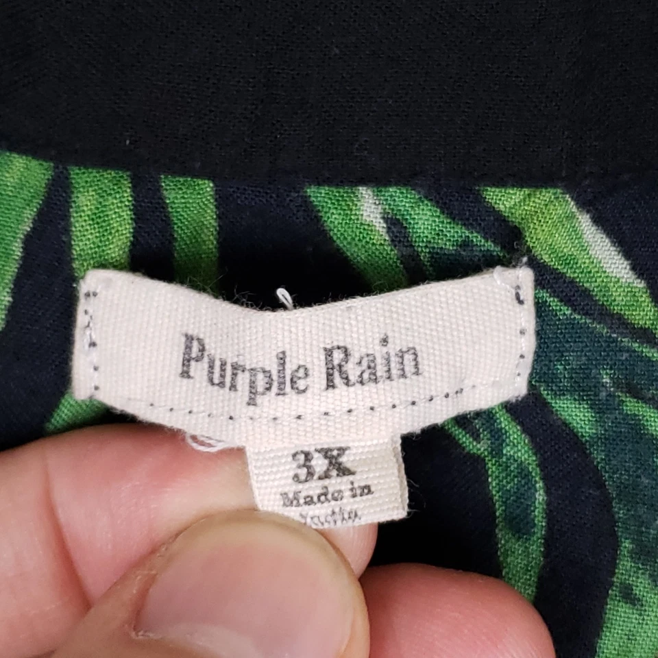 Vestido Púrpura Lluvia Sin Mangas Botón 3X Negro Tropical Core Resort Wear Boho Chic Foto 3 de 4