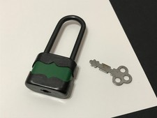 Vintage Long Shackle Green Padlock with 1 Key - Made In USA