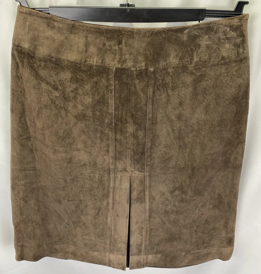 Женская замшевая кожаная мини-юбка-карандаш 90-х Madison Studio 8 коричневая - Изображение 2 из 4