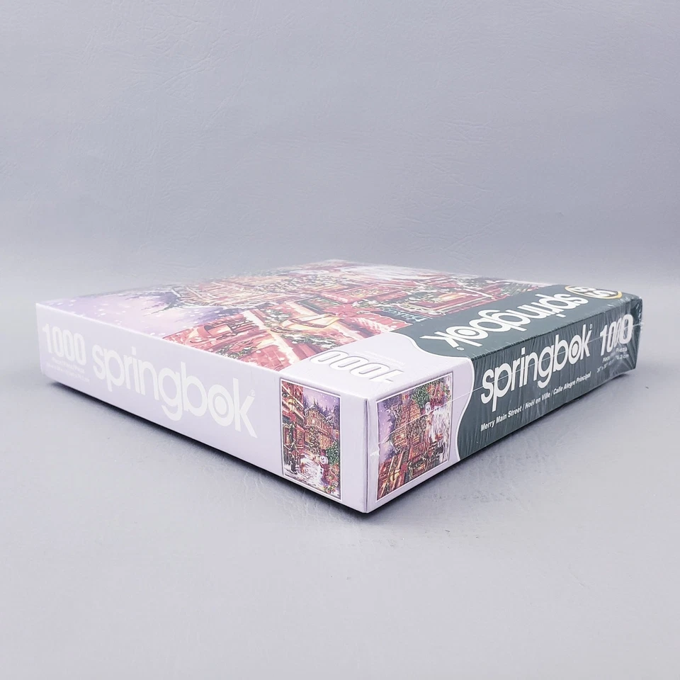 Large SPRINGBOK 1000 Pc. Jigsaw Puzzle Merry Main Street Snowy Christmas Town - Image 4 of 4