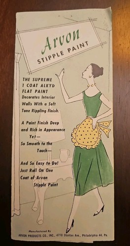1957 Arvon Interior Stipple Paint Brochure with Color Chips Room Painters