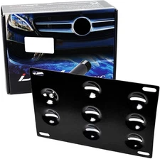 iJDMTOY No Drill Front Bumper Tow Hook License Plate Mounting Bracket Black 