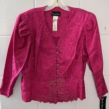 David Rose Women’s Vintage Two-piece Formal Jacket Dress Deep, Hot Pink 1980s