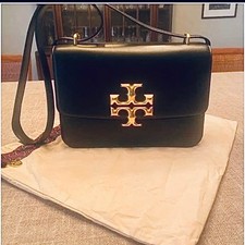 Tory Burch Eleanor Black Leather Convertible Shoulder Bag/Crossbody Bag