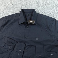 NEW Express Shirt Mens 2XL Black Slim Stretch Long Sleeve Button Up Dress Casual