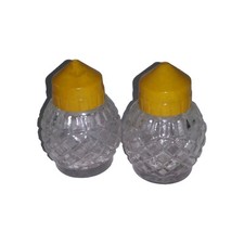 Vintage Mini Salt & Pepper Shakers Diamond Cut Pattern MADE IN USA Small