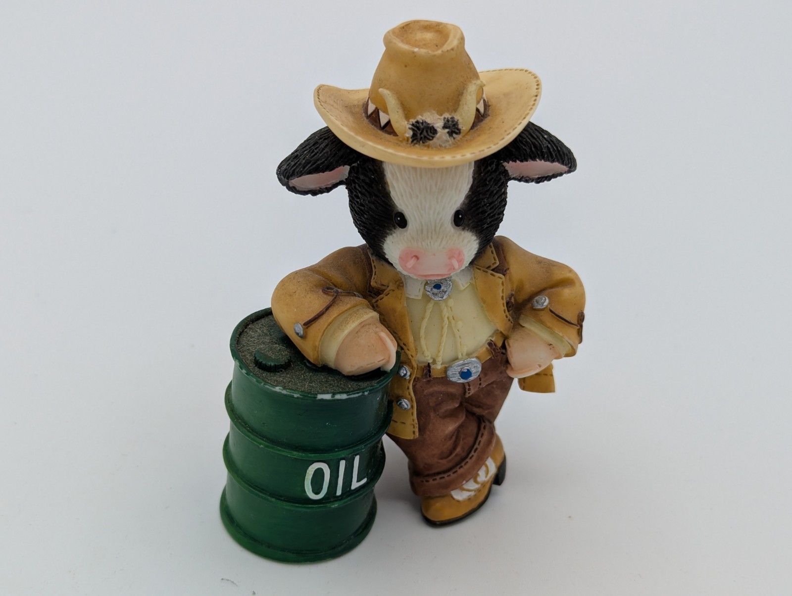 Mary's Moo Moos Oil Be There For Moo Figurine 674273 Enesco Cow Cowboy 1999