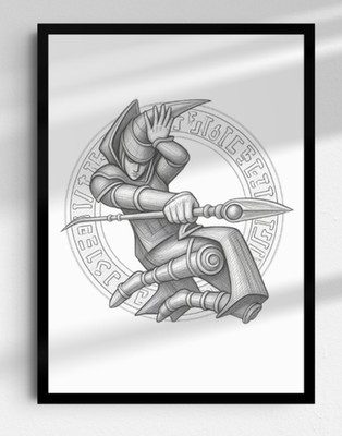 A4 Yugioh Dunkler Magier Skizze Zeichnung Sammelkarte Kunst inspiriert Poster Druck