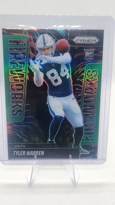   2025 Panini Prizm Fireworks Green Prizm Tyler Warren RC #12 Colts Rookie  