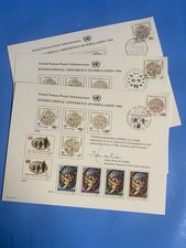 3 UN  First Day Issue Souvenir Cards-  INTL CONFERENCE ON POPULATION 1984 MINT