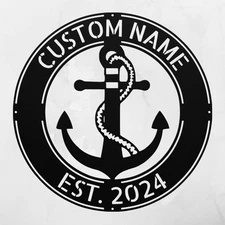 Personalized Anchor Metal Sign Custom Nautical Decor Gift for Home and Office