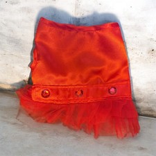 X-Small Dog Dress Red Satin Tutu Skirt w/ Rhinestones Puppy Pet Outfit Costume