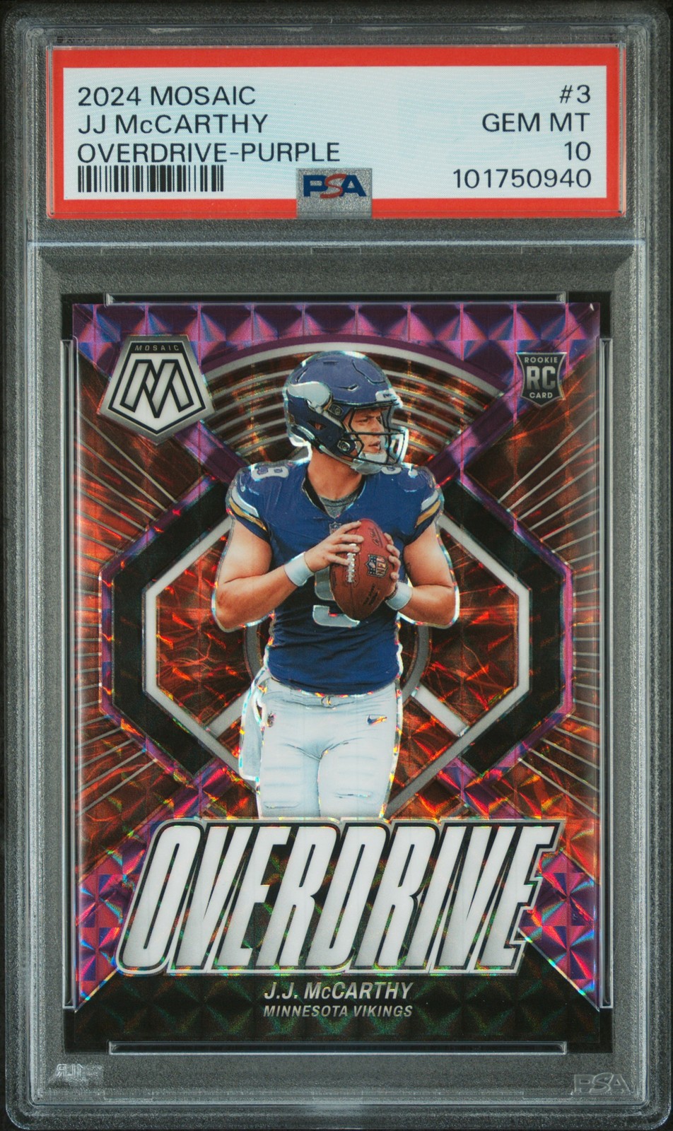 PSA 10 Jj Mccarthy 2024 Panini Mosaic Overdrive Overdrive-Purple #3 /49