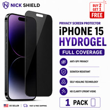 iPhone 15 Privacy Screen Protector Full Coverage Hydrogel
