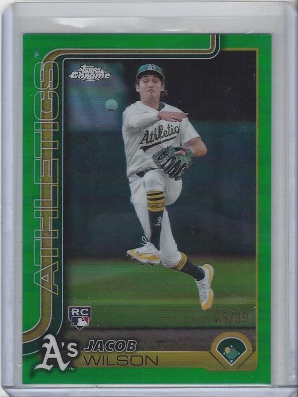 2025 Topps Chrome Jacob Wilson (RC) True Green Refractor Color Match #'d/99  A's