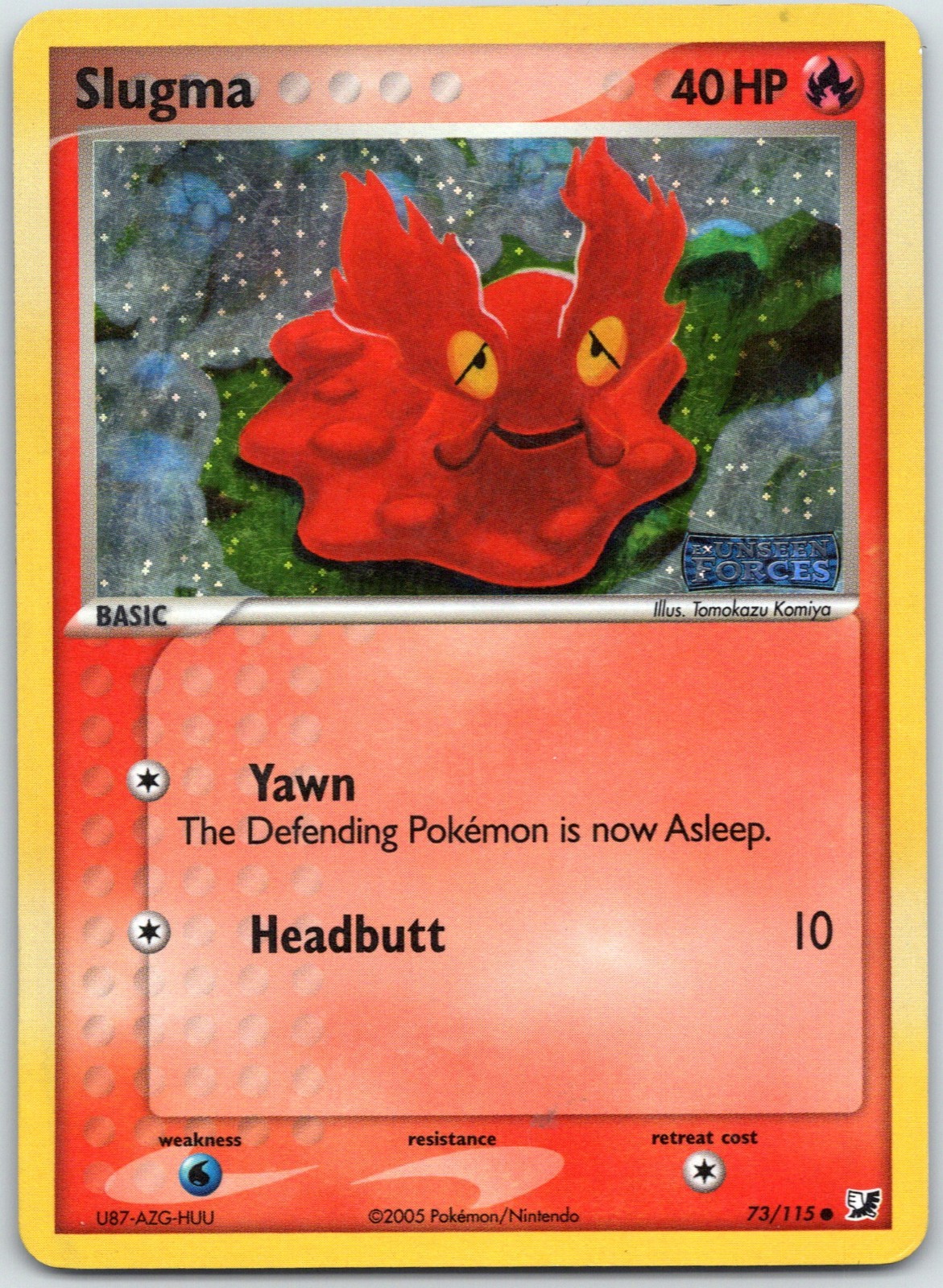 Slugma 73/115 Unseen Forces - 2005 Pokemon Stamped LP Reverse Holo