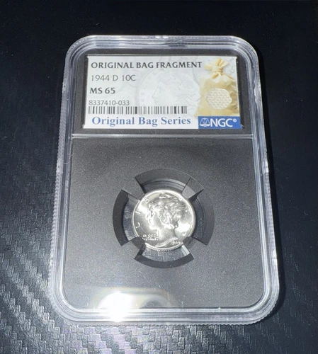 1944 D Mercury Dime US silver 10c coin - NGC MS 65 Original Bag Fragment Series