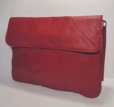 Vintage Sarne Country Crafted Red Faux Leather Envelope Clutch Bag Taiwan 14x10