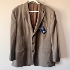 Stafford NWT Dark Beige 100 Wool Blazer Sport Coat 3-Button Men's Size 50R