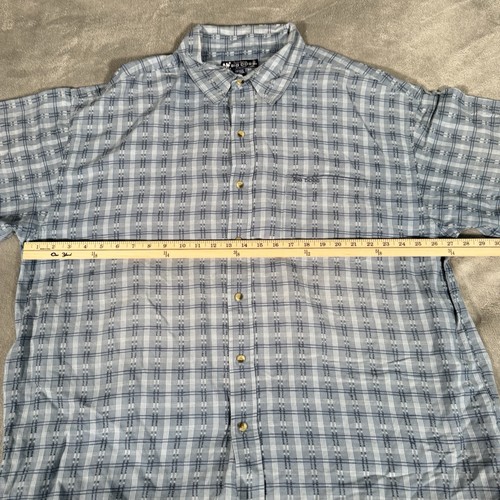 VTG Big Dogs Linen/Cotton Shirt Short-Sleeve Blue Check Button-Up Mens Size 3XL - Picture 7 of 17