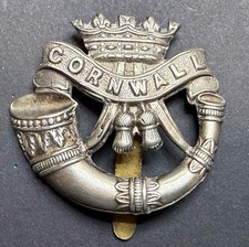 Duke Cornwall Light Infantry Officers Cap Badge Solid Silver WWI