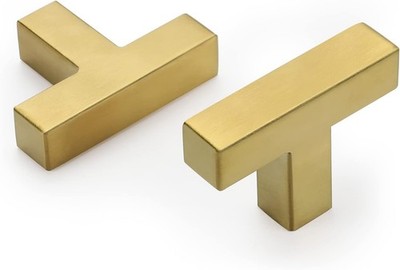 5 PCS LSJ12GD Brushed Brass Cabinet Knob Gold Bar Drawer Handle 2 Inch Length